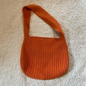 Orange Knit Shoulder Bag